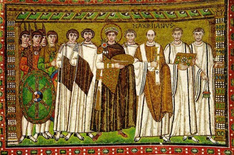  Юстиниан I. Мозаика церкви Сан-Витале в Равенне
