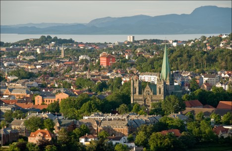 Собор Нидаросдомен в городском ландшафте