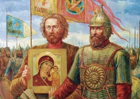 Минин и Пожарский с Казанской иконой Богородицы